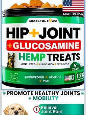Grateful Pawz Joint + Glucosamine Hemp Treats - Opened Not Used 170 Tablets